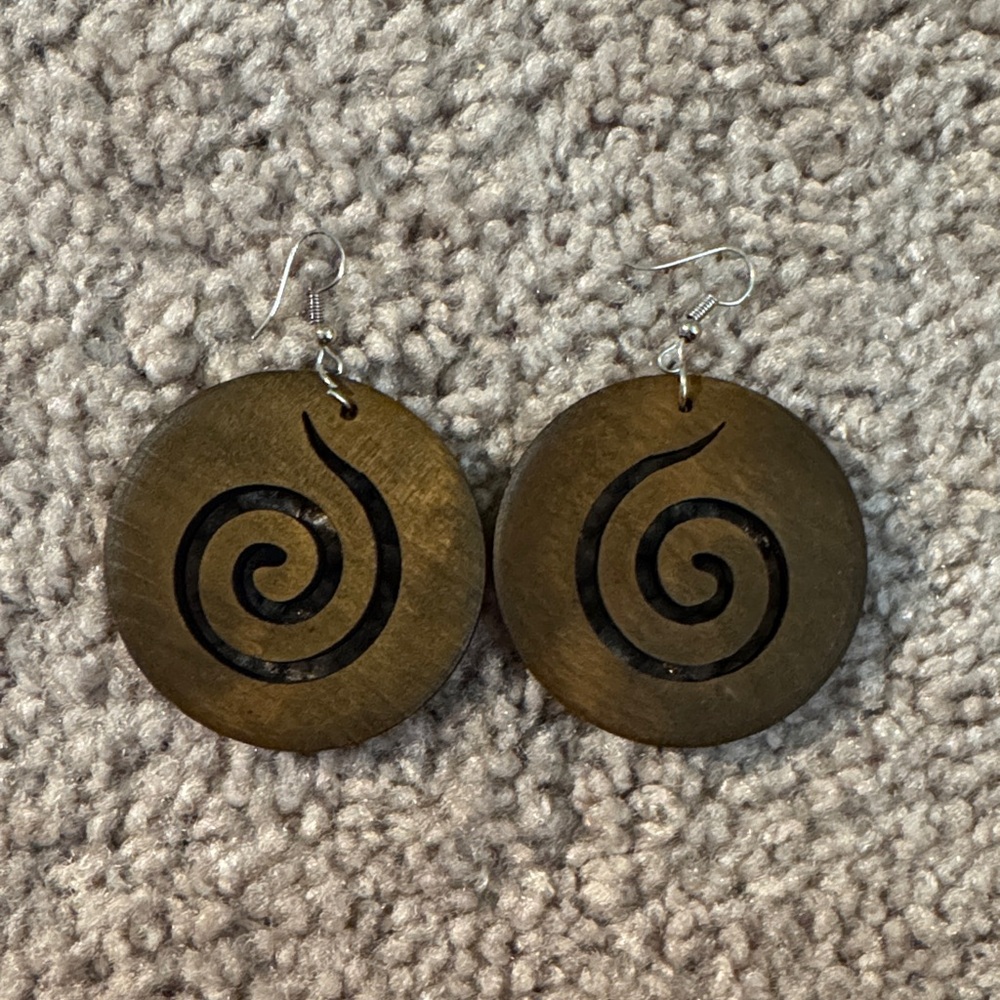 Spiral Design Wooden Earrings